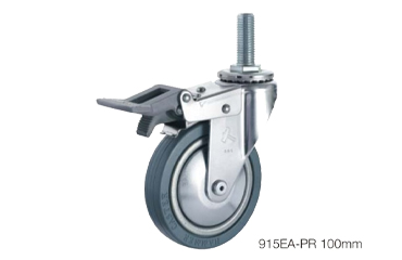 ハンマーキャスター 915EA (φ75～125)(ねじ込み式・自在・トータルロック付)(M16 ネジ部長)(クロームメッキ)